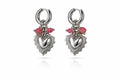 Zilverkleurige Oorbellen met Hartje & Roze Details | Stainless Steel