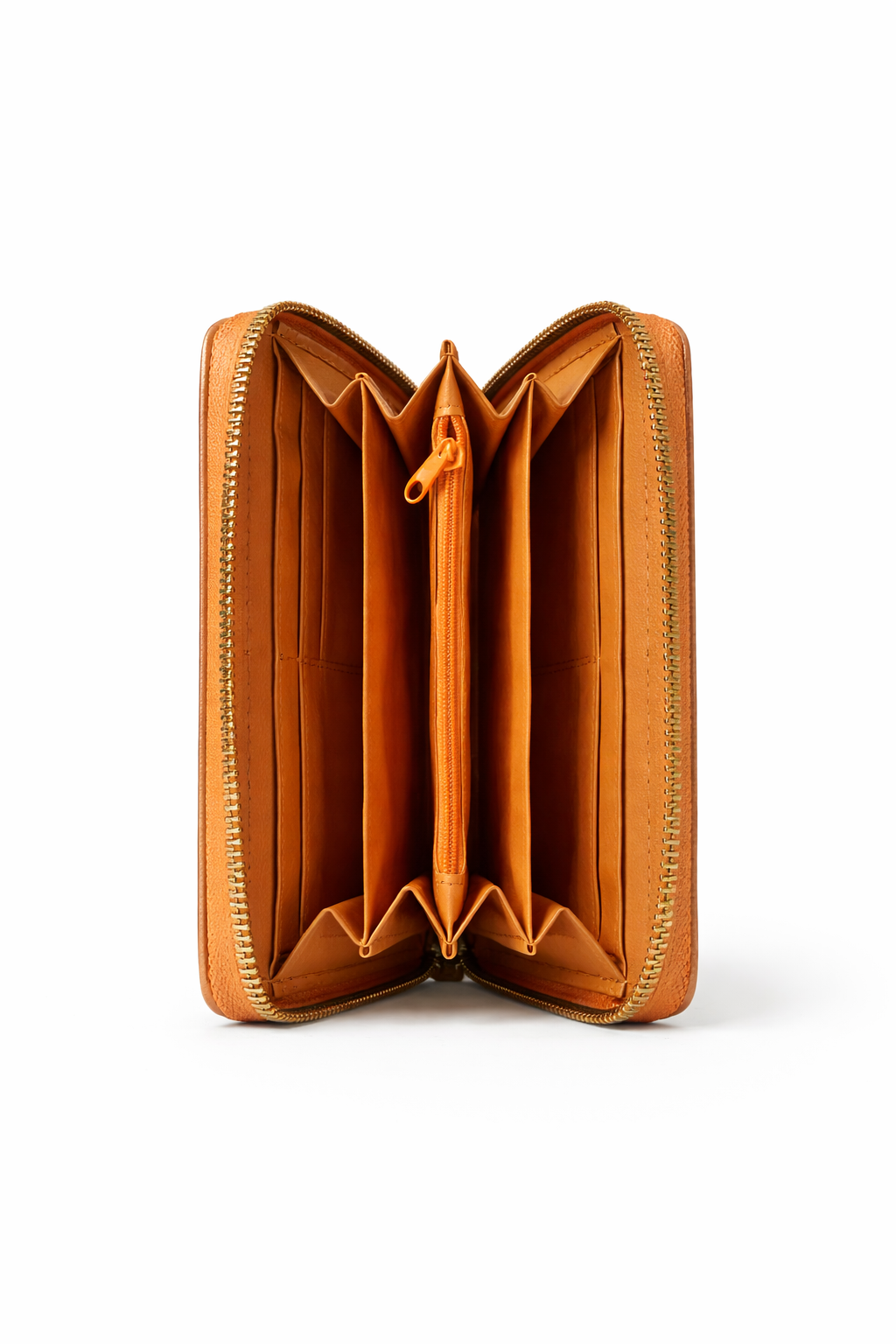 Cognac Portemonnee met Rits | Groot
