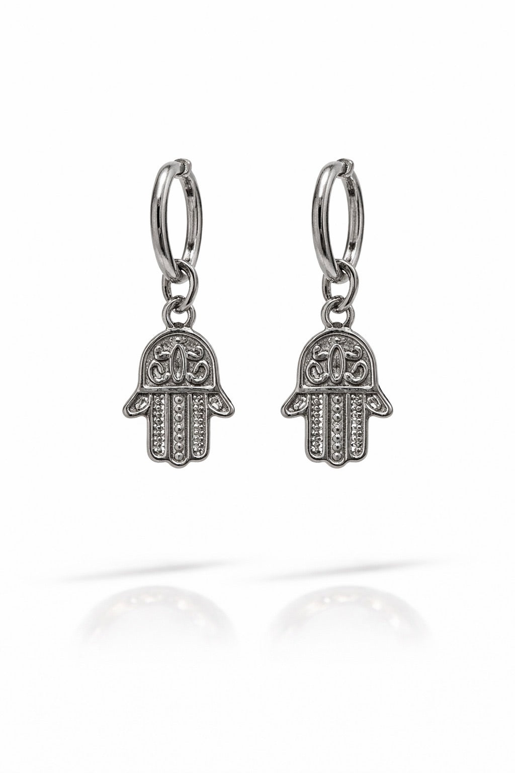 Zilverkleurige Oorbellen Hamsa Handje | Stainless Steel