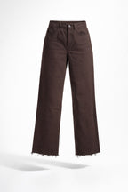 Queen Hearts Wide Leg Jeans |Bruin | Subtiele glinstering