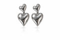 Zilverkleurige Dubbele Hart Oorbellen | Stainless Steel