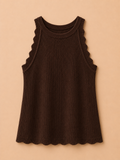 Donkerbruine Rib Tanktop met Kartelrand | By Clara