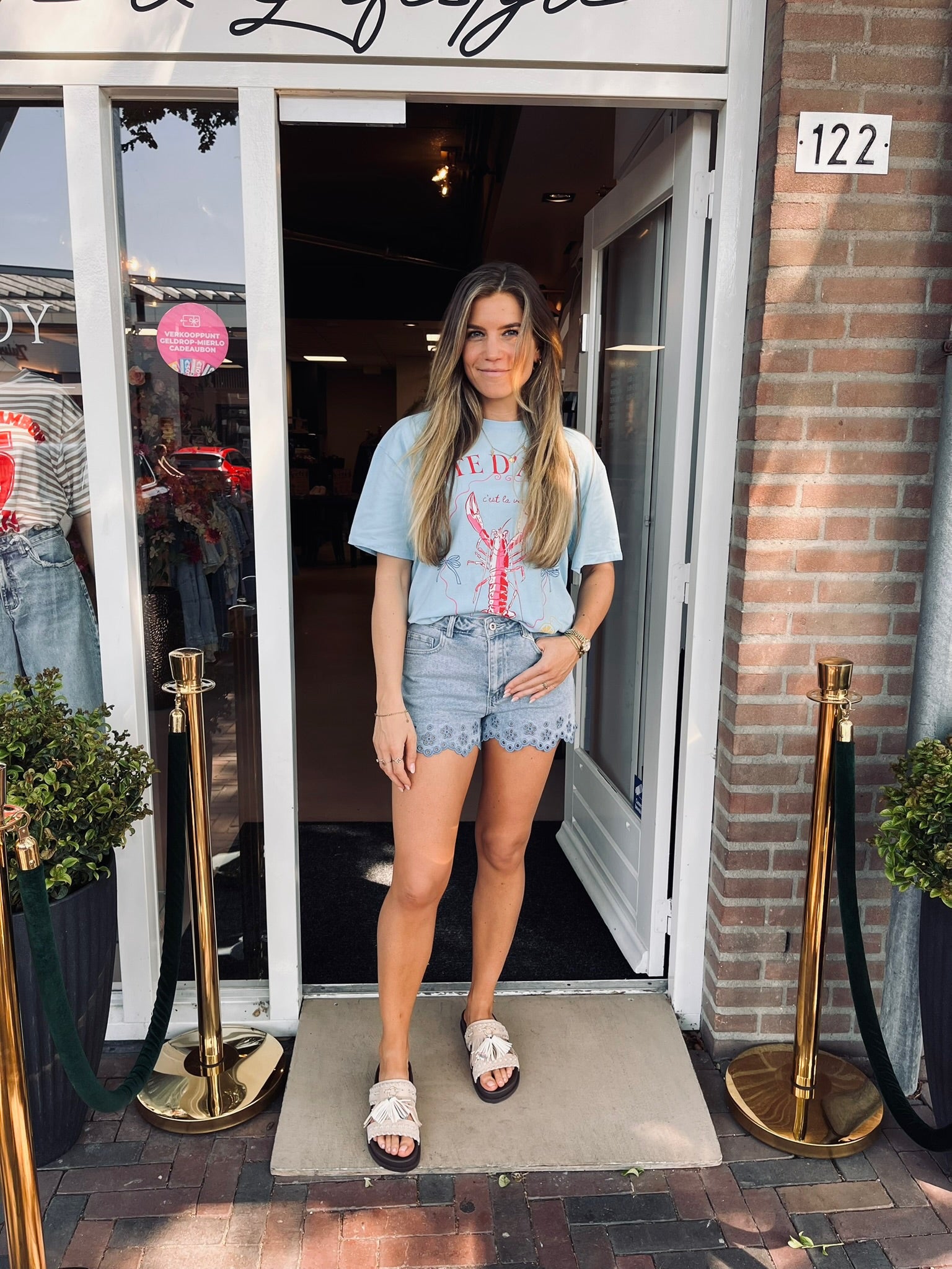 Bloemen zoom denim short | Musy Muse