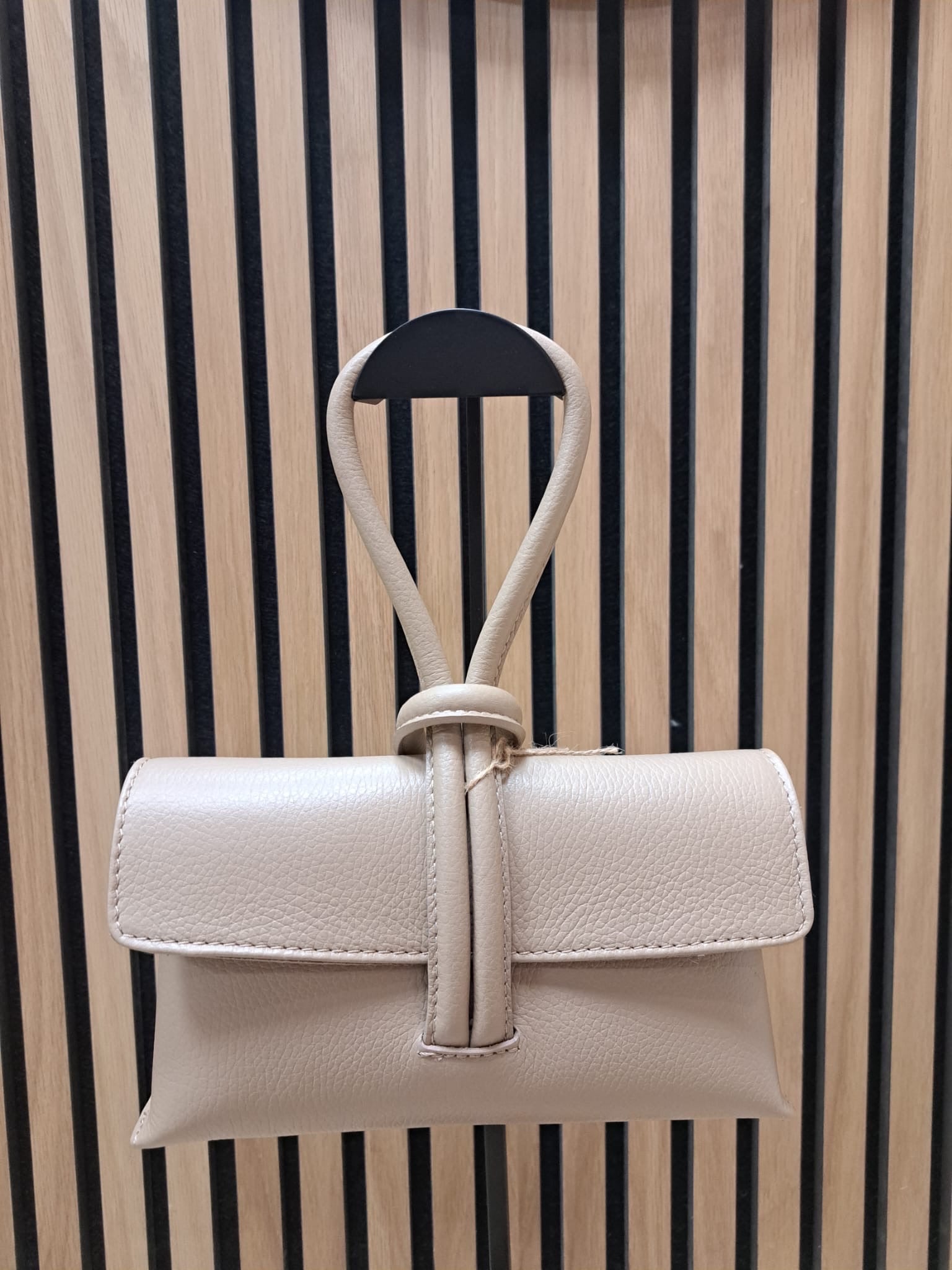 Beige Handtas met Lusdetail | Echt Leder