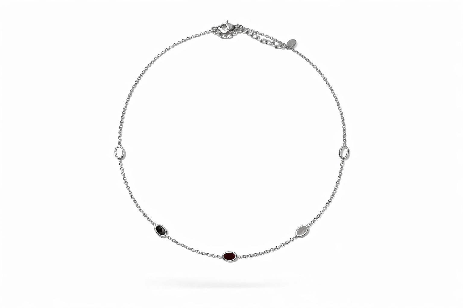 Stainless Steel Zilverkleurige Ketting met Ovale Details | Fijne Ketting