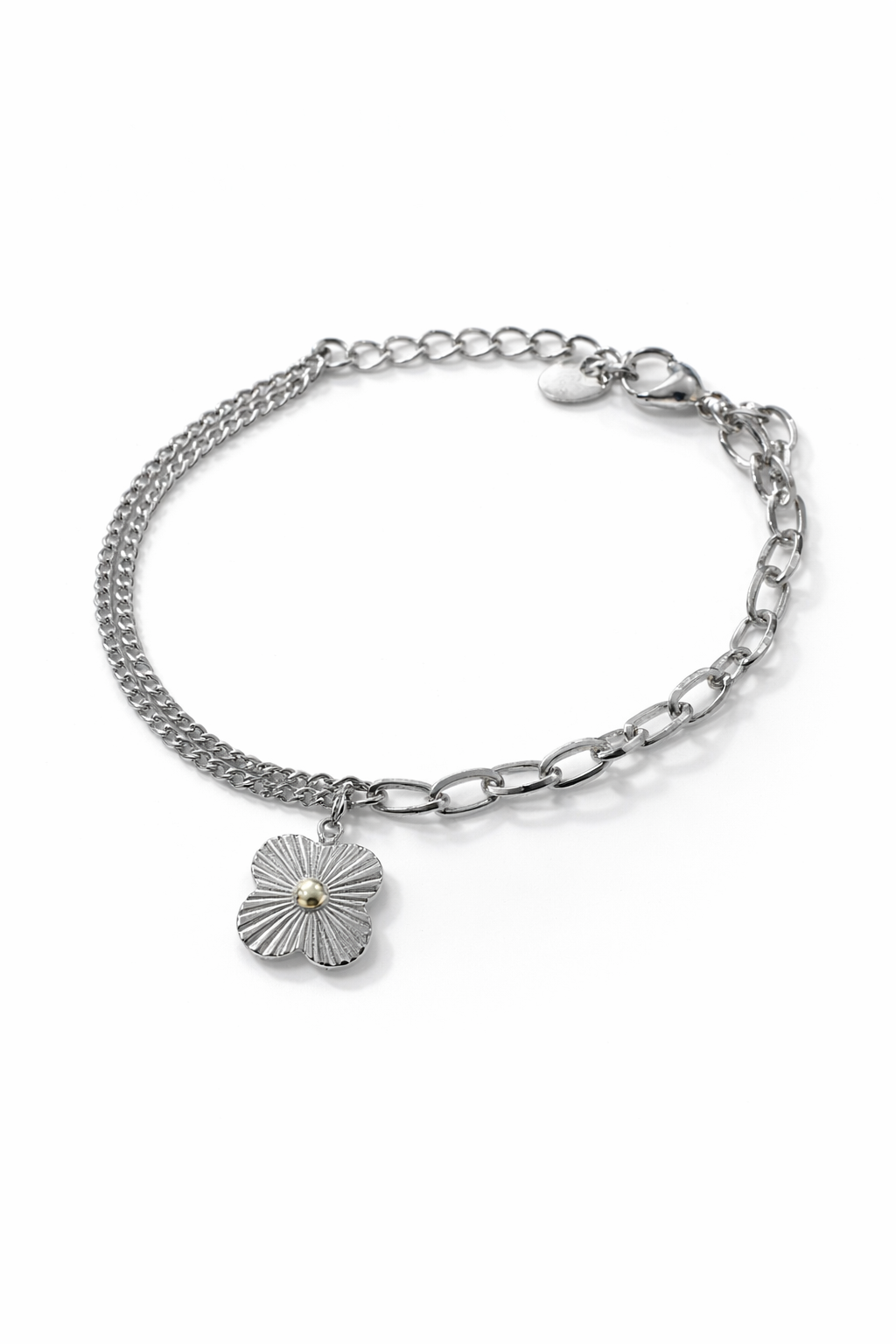Zilverkleurige Armband met Bloem Bedel | Dames Sieraad Stainless Steel