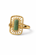 Gouden Ring met Groene Steen | Stainless Steel