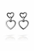 Zilverkleurige Dubbele Hart Oorbellen | Stainless Steel