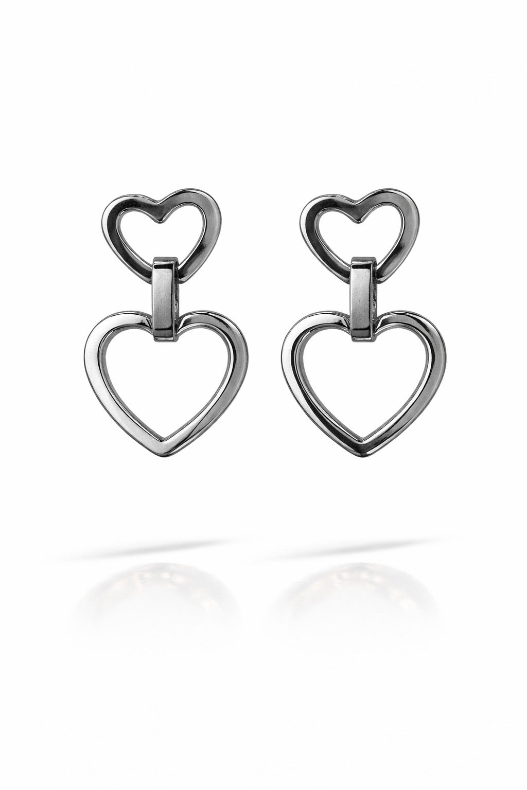Zilverkleurige Dubbele Hart Oorbellen | Stainless Steel