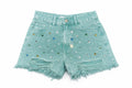 Mintgroene Denim Short met Steentjes | Queen Hearts