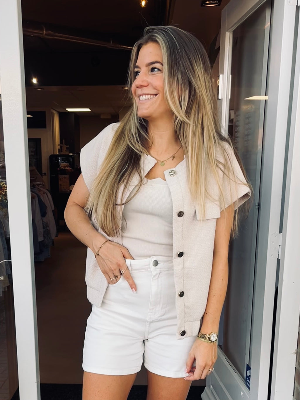 Beige Gilet | Frime Paris
