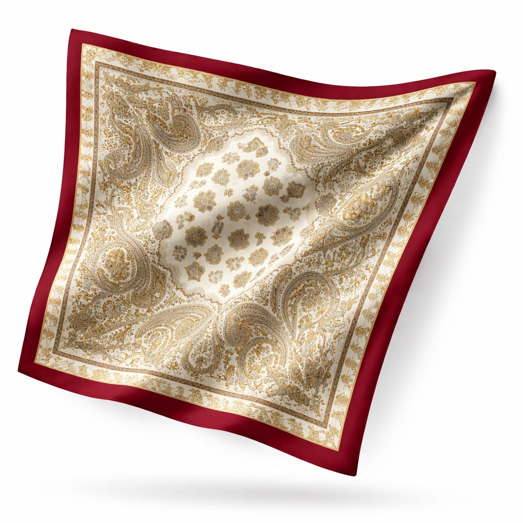 Beige vierkante sjaaltje met print | trend accessoire