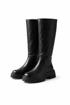 Zwarte Hoge Laarzen met Chunky Zool