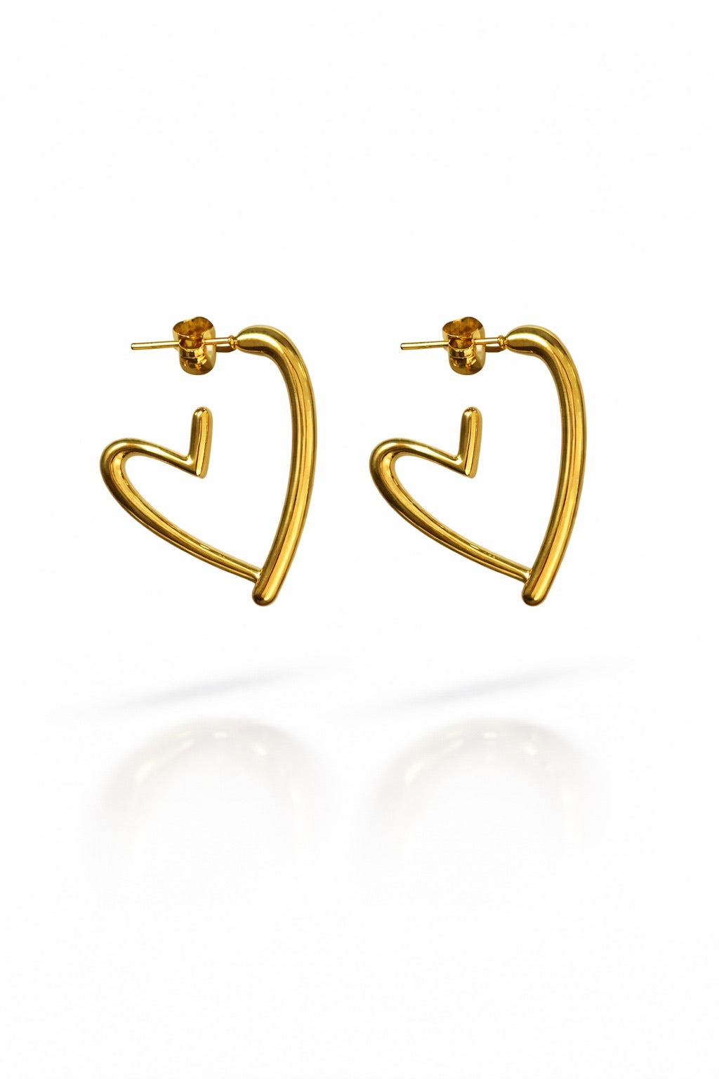 Goudkleurige Hart Hoop Oorbellen | Stainless Steel