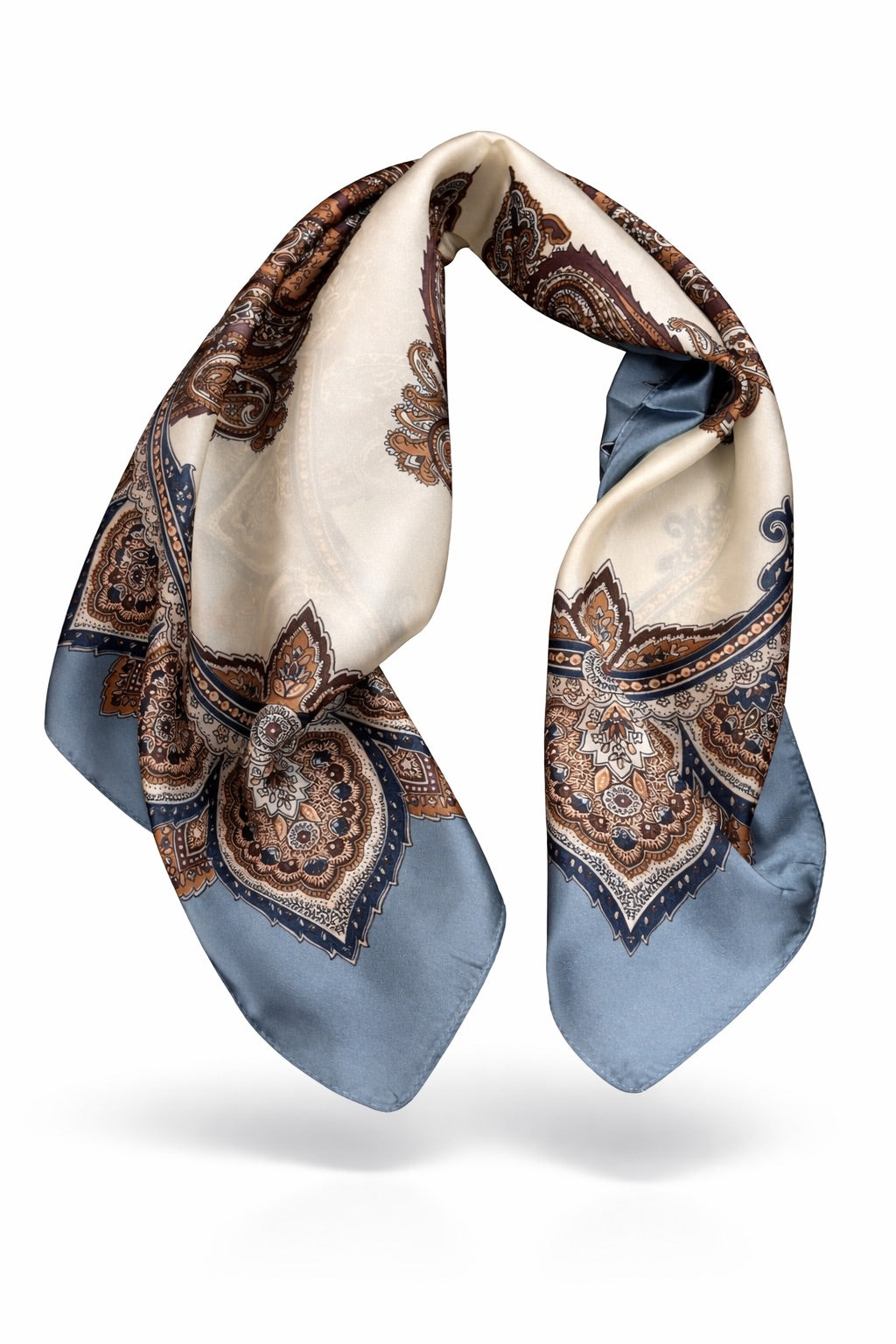 Lichtblauw dames sjaaltje met paisley print | trending satlijnlook scarf