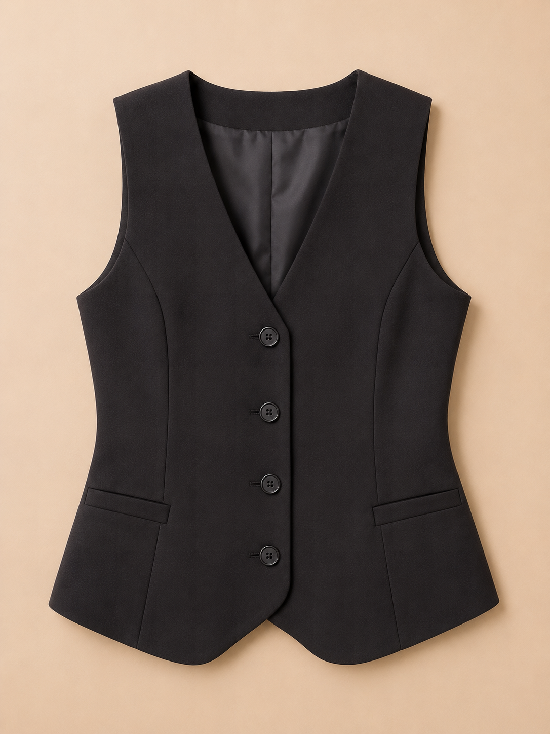 Donkerbruin Gilet Dames | Getailleerd Gilet met Knopen