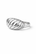 Zilveren Gedraaide Ring Dames – Brede Statement Ring met Ribbelstructuur
