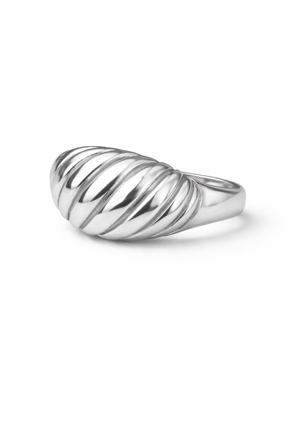 Zilveren Gedraaide Ring Dames – Brede Statement Ring met Ribbelstructuur