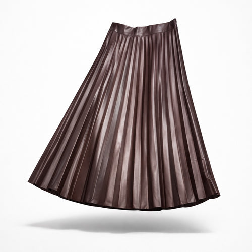 Bruine Plooirok | Leather Look