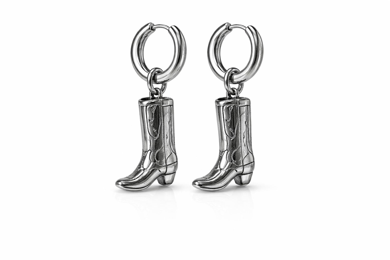 Zilverkleurige Oorbellen met Cowboylaarsje | Stainless Steel