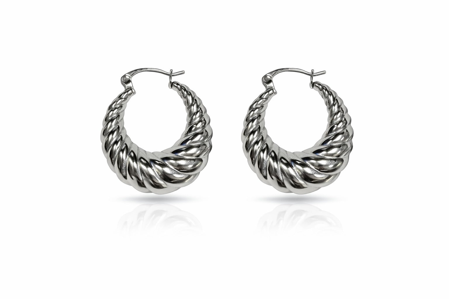 Zilverkleurige Gedraaide Oorringen | Stainless Steel