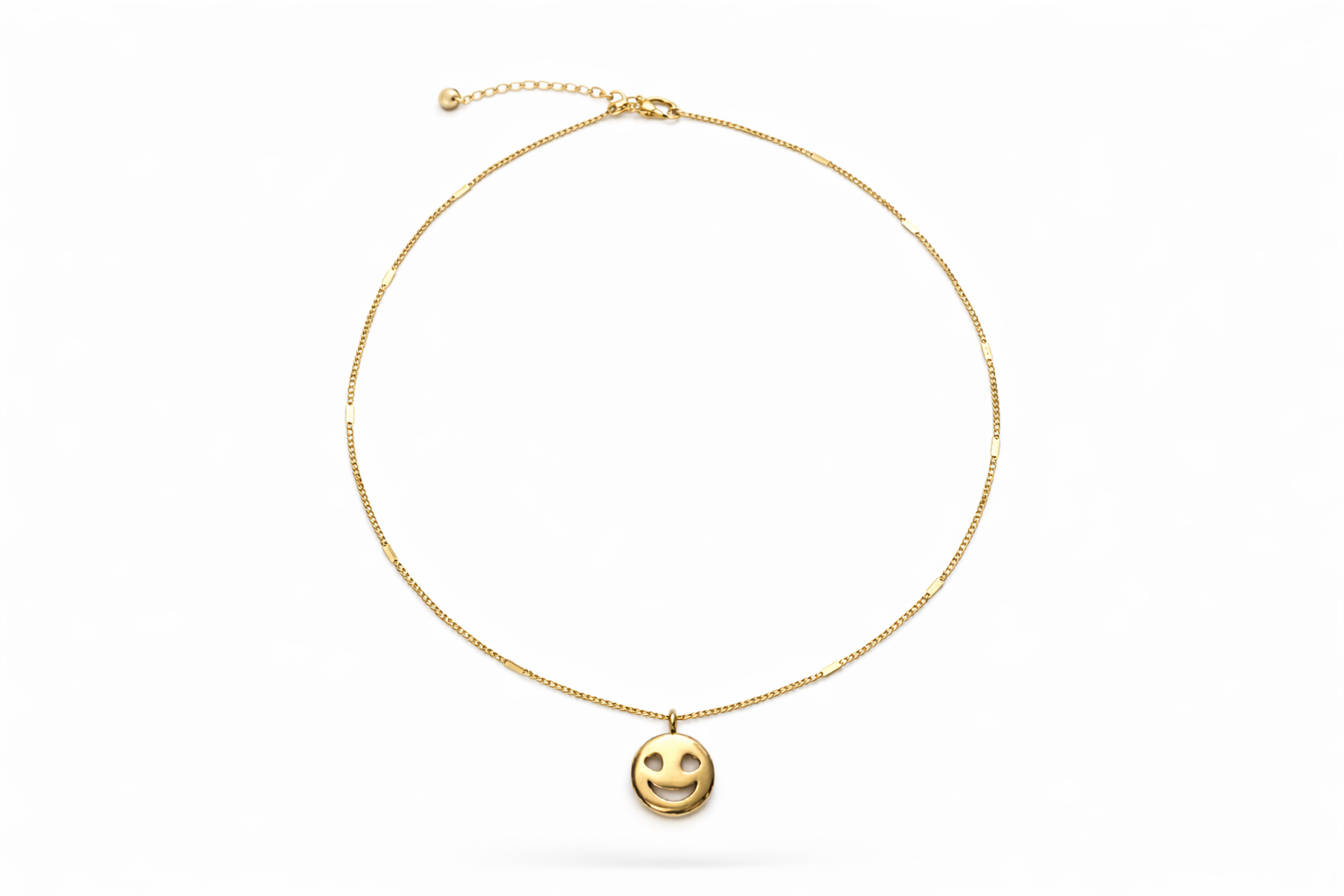Stainless Steel Gouden Smiley Ketting | Waterproof Dames Ketting