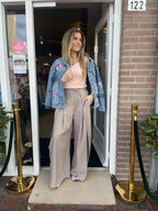 Denim jacket met patches dames | Licht oversized jeans jasje met kleurrijke details