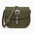 Olijfgroene Crossbody Tas met Western Gesp | Echt Leder