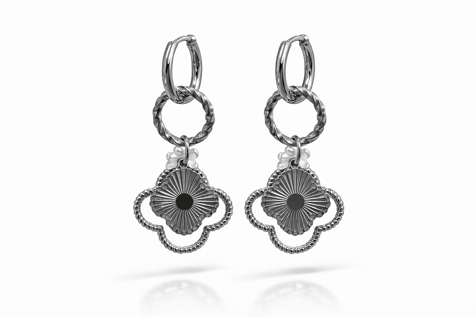 Zilverkleurige Oorbellen Klaverdesign | Stainless Steel
