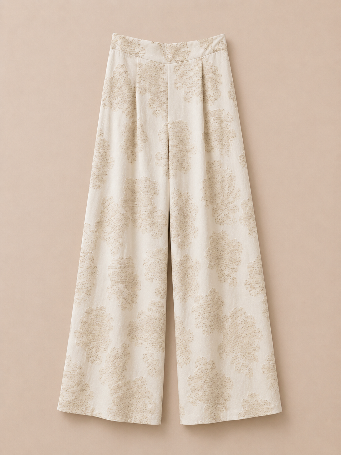 Elegante Broek met Structuurprint | Beige
