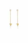 Goudkleurige V Oorbellen met Ketting | Stainless Steel