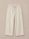 Beige Gestreepte Wide Leg Broek Dames | Redial