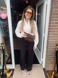 Bruine wide leg broek | Elastische taille