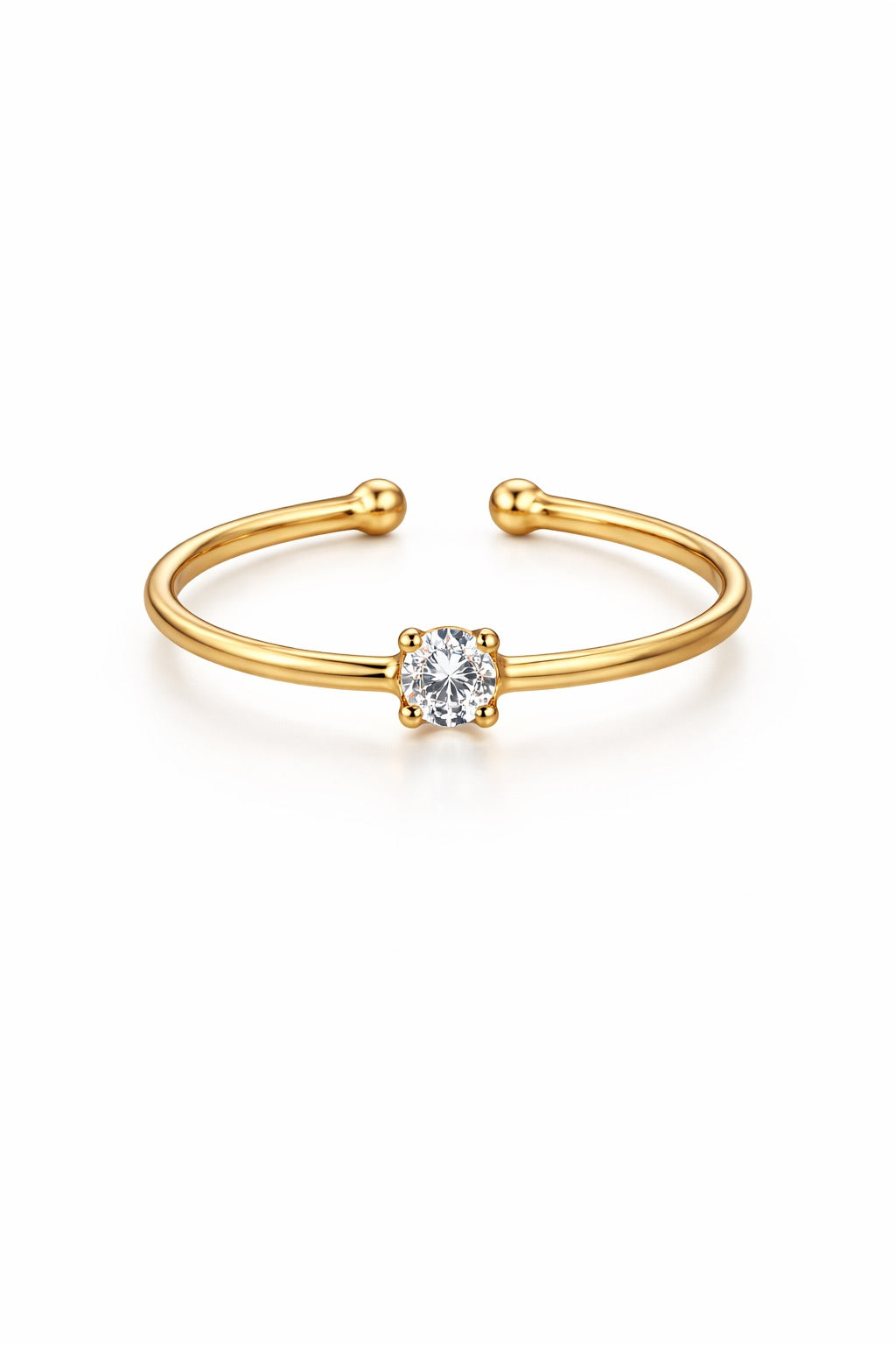 Goudkleurige Ring met Steentje | Stainless Steel