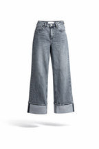 Grijze Wide Leg Jeans | Omslag