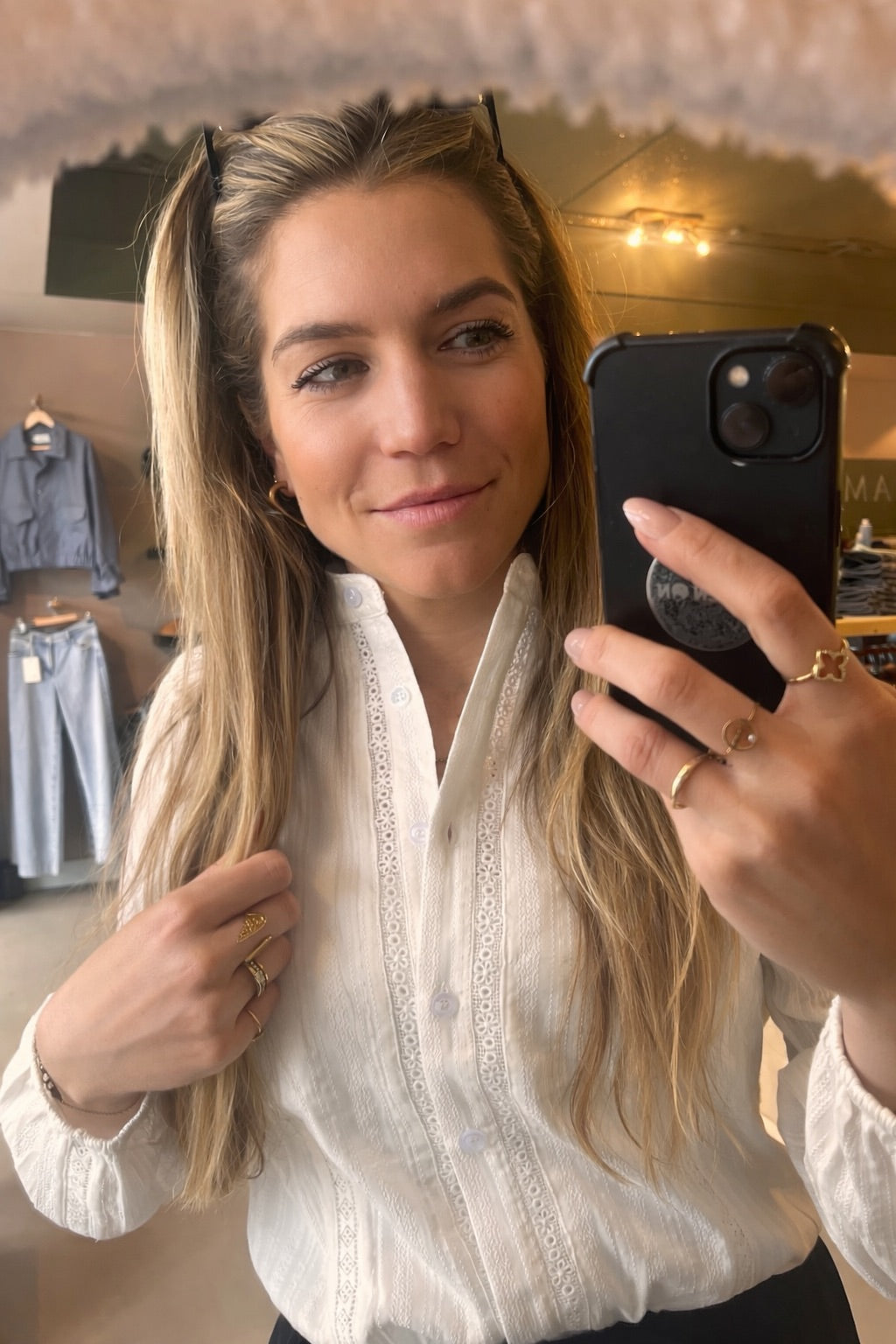Witte Blouse met Kantdetails | Effeny