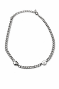 Stainless Steel Zilveren Schakelketting met Hart & Smiley | Waterproof