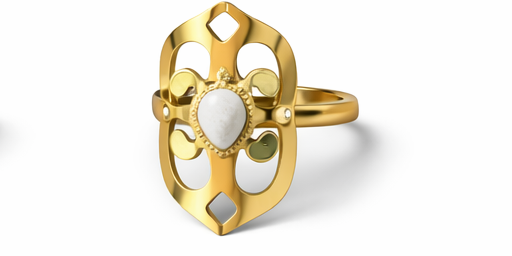 Gouden Statement Ring met Witte Steen |Stainless Steel