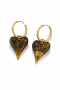 Gouden Oorbellen met Bruin Hartje| Stainless Steel