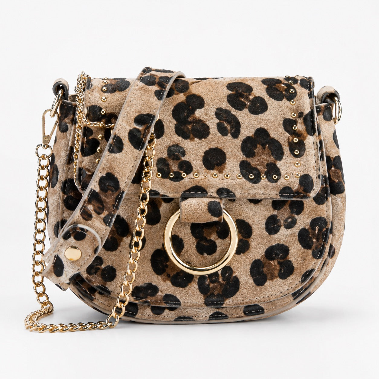 Leopard Crossbody Tas met Gouden Details | Echt Leder