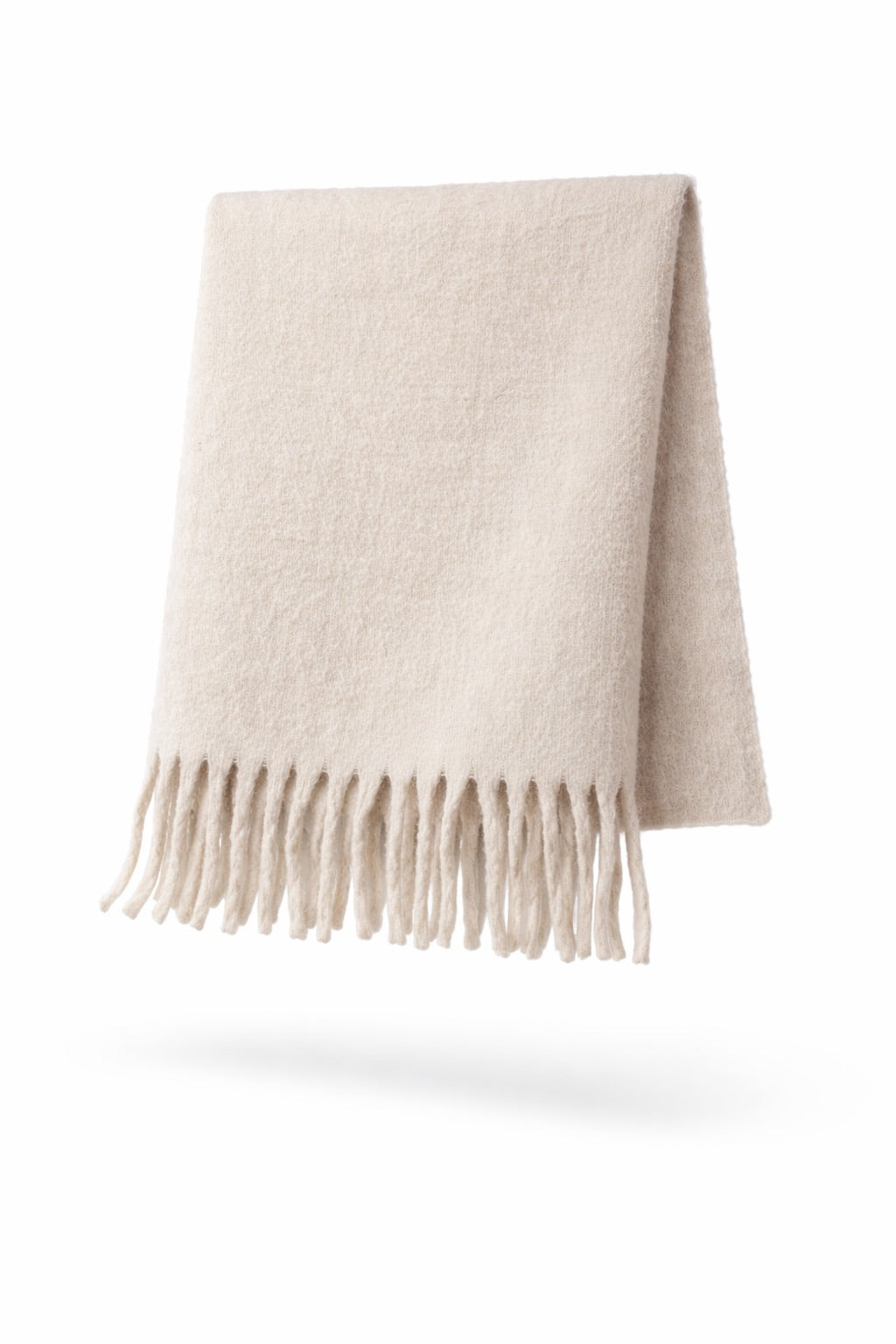 Crème Beige Sjaal Dames | Zachte Warme Wintersjaal met Franjes
