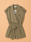 Khaki Playsuit met Ceintuur | Elenza