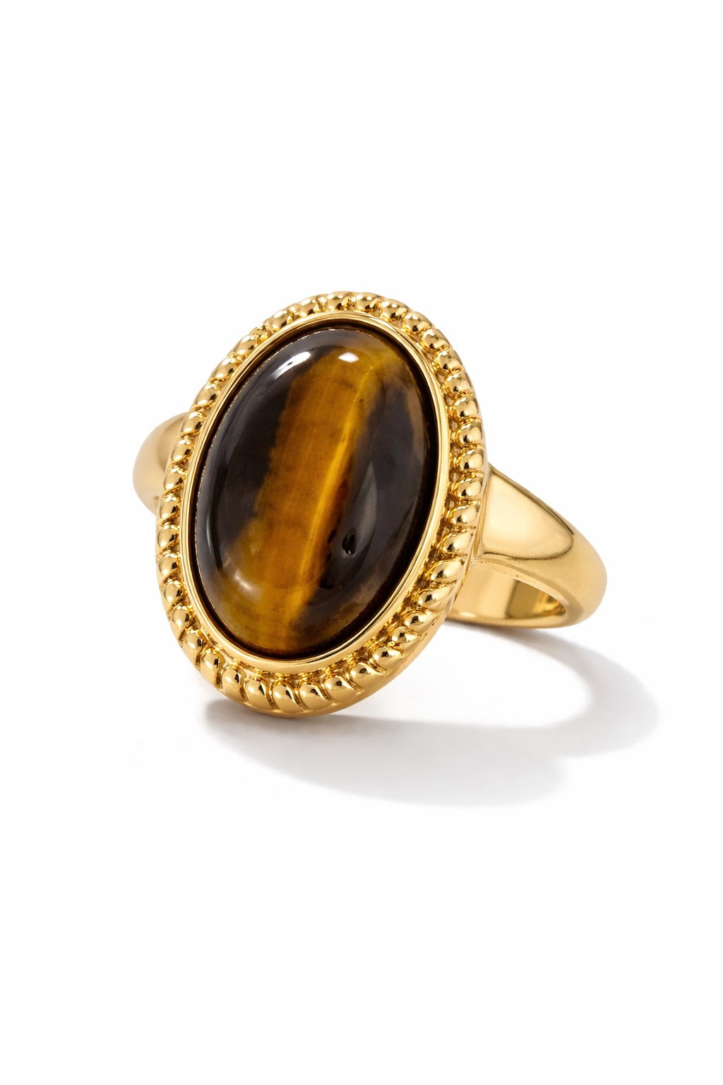 Goudkleurige Ring met Bruine Steen | Stainless Steel
