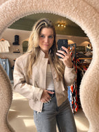 Beige Leatherlook Jacket | Copperose Paris