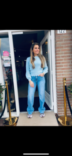 Queen Hearts | Lichtblauwe Wide Leg Jeans