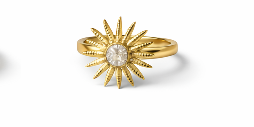 Gouden Zon Ring met Steen |Stainless Steel
