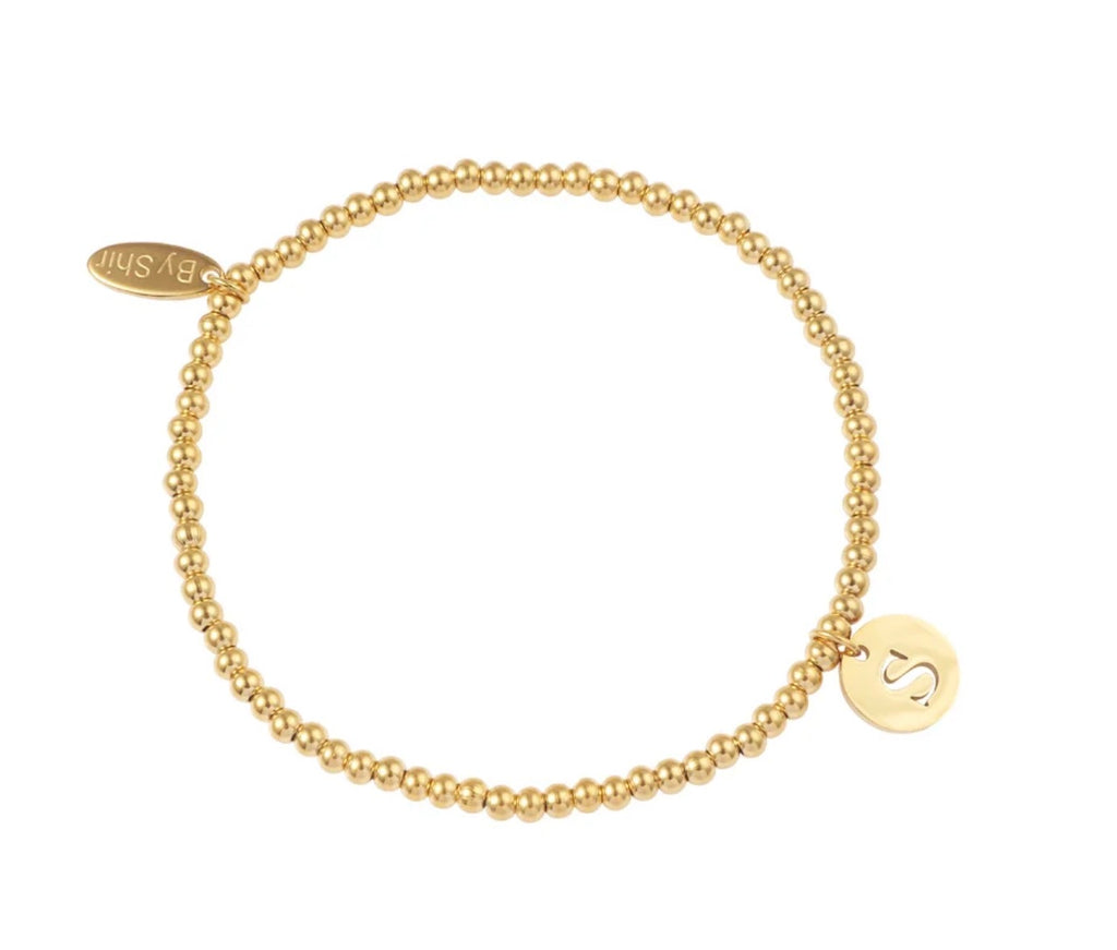 By Shir Armband Kraaltjes Met Letter Goud (Verguld)