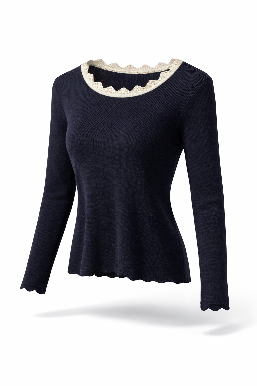 Zwarte Rib Longsleeve met Kartelrand | By Clara