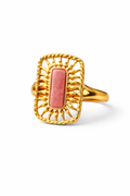 Gouden Ring met Roze Steen | Stainless Steel