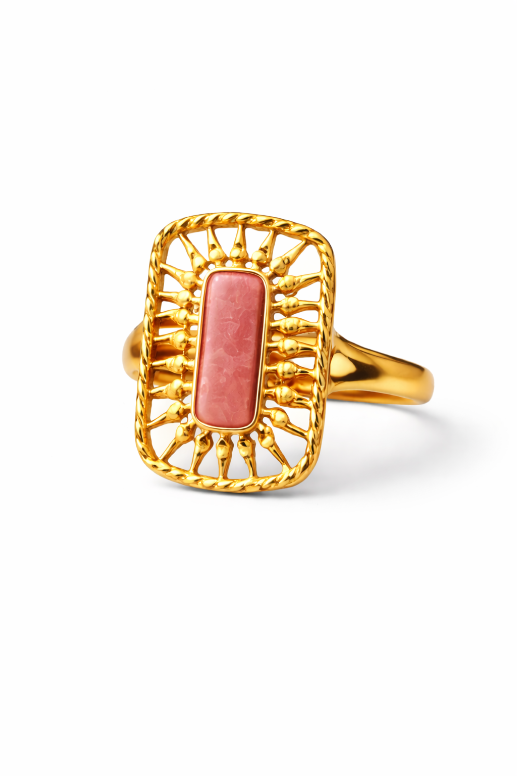 Gouden Ring met Roze Steen | Stainless Steel